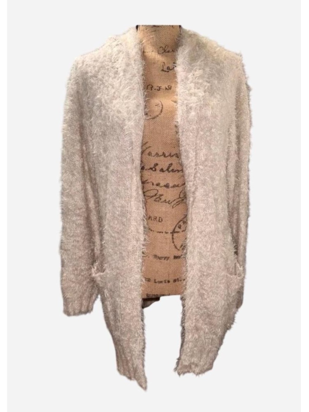 NWT Express Cream Fuzzy Eyelash Texture Women's Cardigan XS
